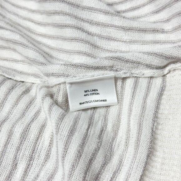 Eileen Fisher Open Cardigan Sweater Gray Stripe Linen Blend Women's Petite S - Picture 7 of 8
